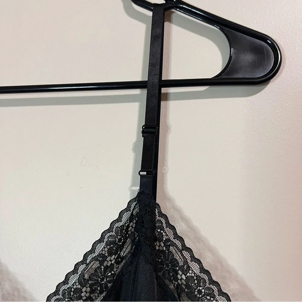 Vintage Vanity Fair Black Long Silky Women’s Lace Slip Dress